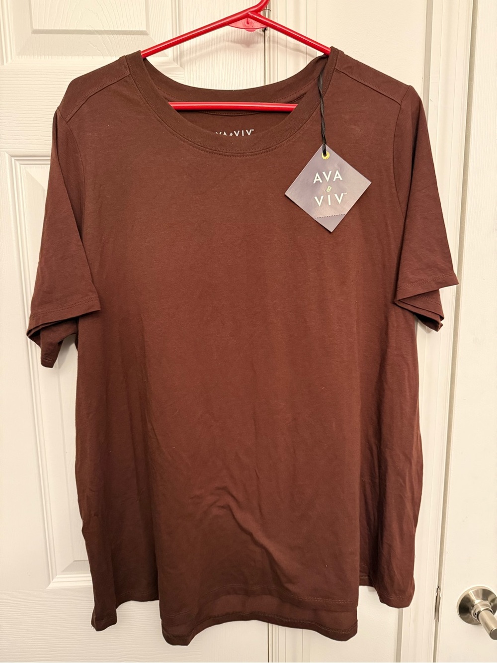 Ava & Viv Women's Short Sleeve Crew Tee in Brown